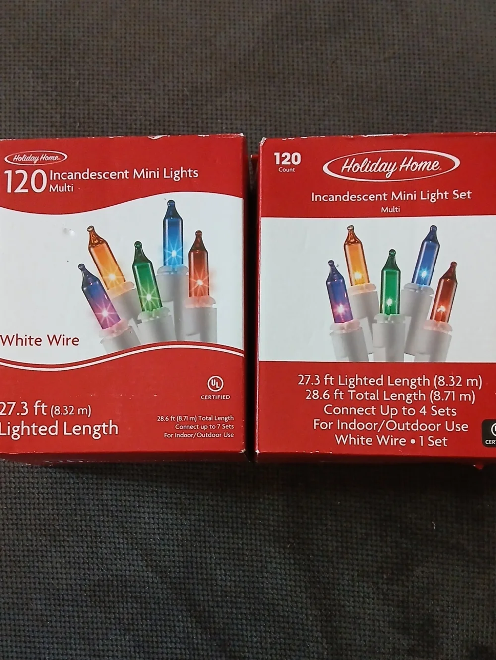 2 NEW Holiday Home White Wire Party String Lights Multicolor Incandescent Bulbs